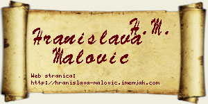 Hranislava Malović vizit kartica